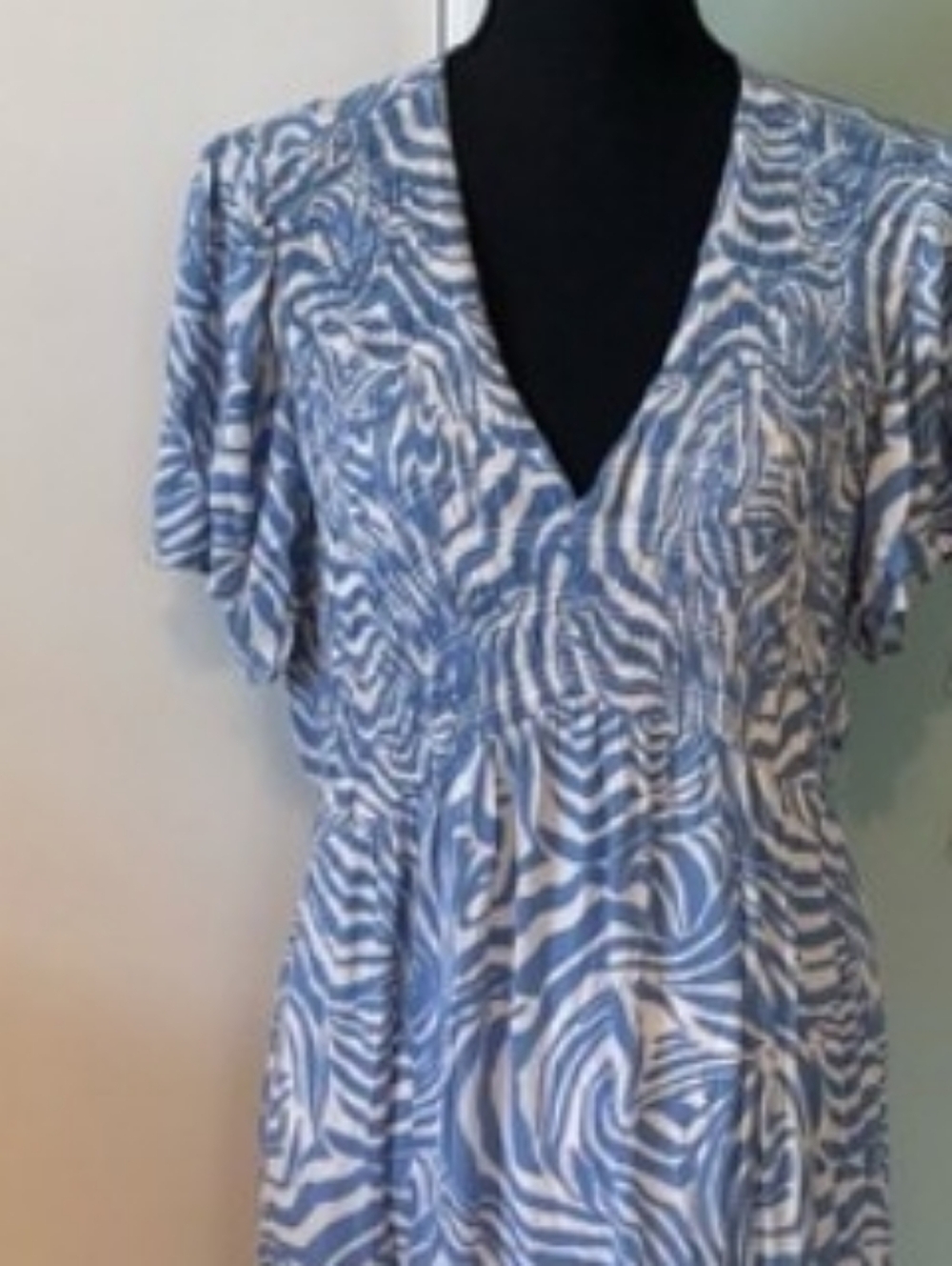 Westbound Blue & White Abstract Zebra Maxi Dress